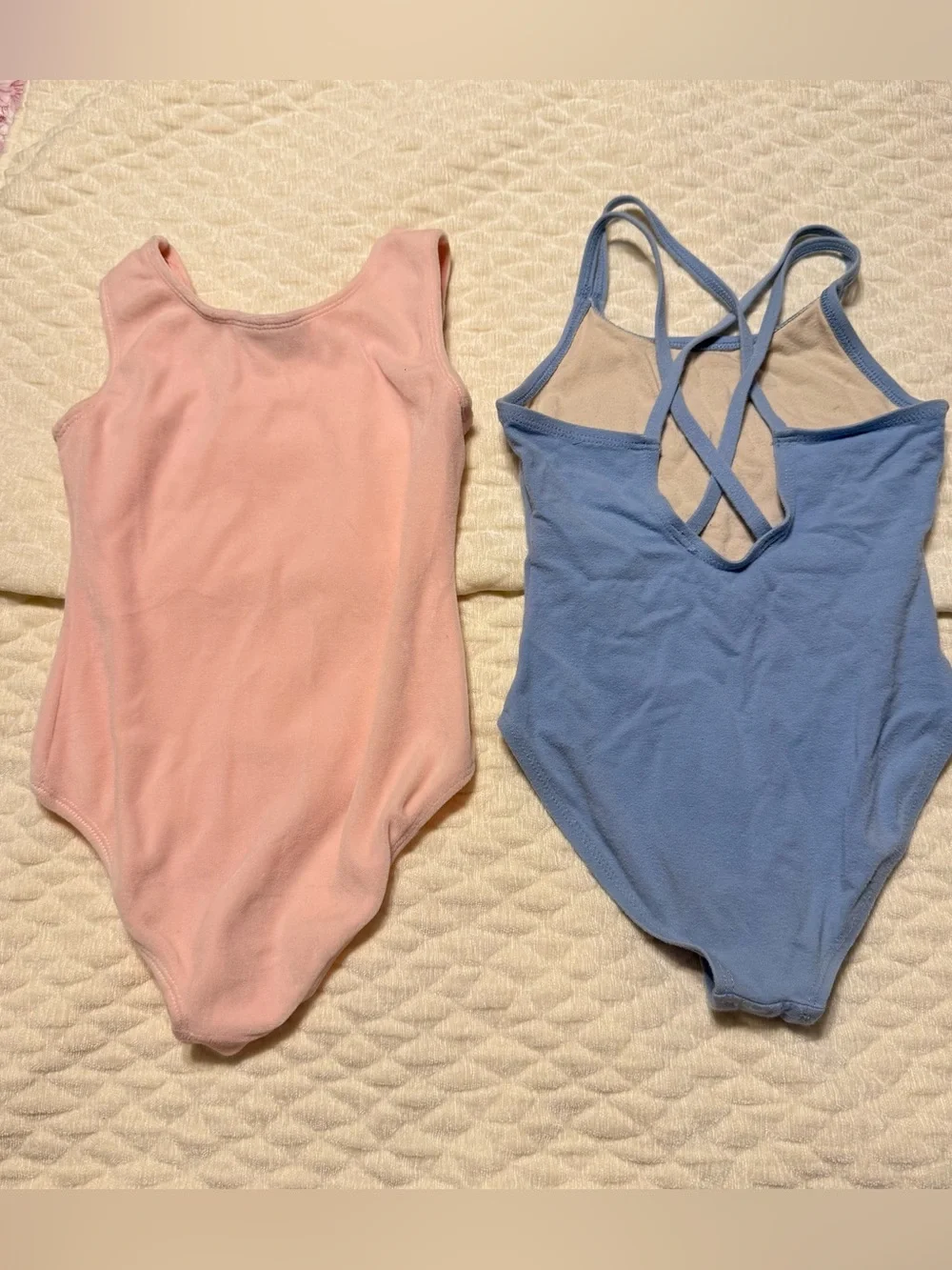 Kids Dance Bundle 2 Leotards & Ballet Skirt Size Small 6 Pink Blue White Capezio